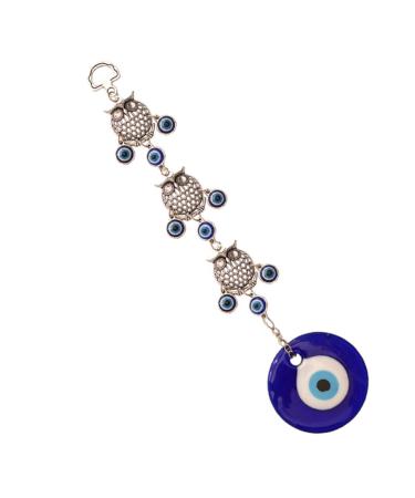Zerodeko 1pc Glass Eye Pendant Ornament Decor Blue Vintage Turkish Evil Eye Pendant Devil Eye Key Chain Car