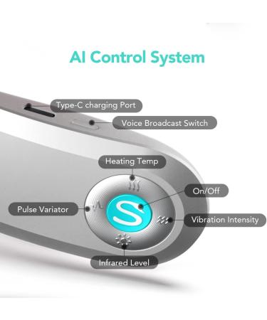 SKG Cordless Neck Massager with Heat & Vibration | G7 PRO Portable Electric Cervical Massager | Pain Relief for Women & Men - Silver Grey - Buy Online on GoSupps.com