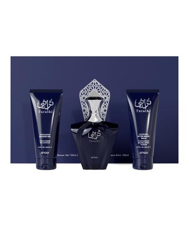 Afnan Turathi Homme Blue Gift Set Eau De Parfum 100ml + Shower Gel 100ml + After Shave 100ml Luxurious Perfume Gift Set For Men Turathi Blue Gift Set