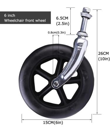 Wheelchair Wheels Wheelchair Front Castor 6-Inch Manual Wheelchair Front Wheel with Front Fork Solid Castor with Bearing Universal Wheelchair Accessories (Color : Grey)(Black) - Buy Online on GoSupps.com