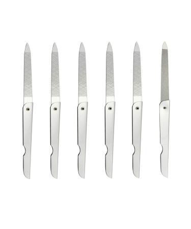 Lurrose 6pcs Foldable Nail Files Double-sided Stainless Steel Nail Files Portable Manicure Tools (Silver) - Buy Online on GoSupps.com
