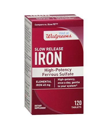 Walgreens Iron Slow Release High Potency Ferrous Sulfate 45mg Tablets 120 ea