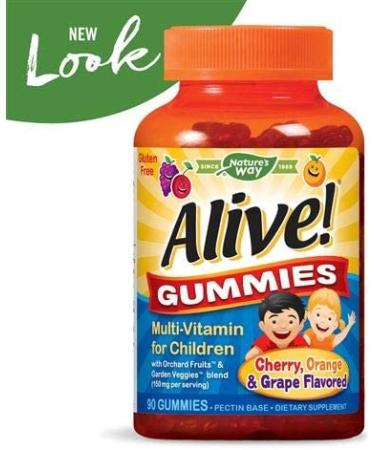 Nature's Way Alive! Children's Gummy Multivitamins - 90 Gluten-Free Gummies, Fruit & Veggie Blend, Pack of 2 - Buy Online on GoSupps.com
