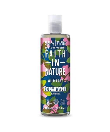 Faith In Nature Natural Wild Rose Body Wash Restoring Vegan and Cruelty Free No SLS or Parabens 400 ml Rose 400 ml (Pack of 1)