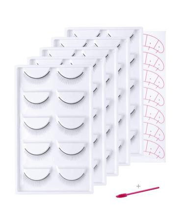 Gemerry 25 Pairs of Self-Adhesive Practice Eyelashes for Beginners | Includes 7 Pads & 1 Brush | Perfect for Eyelash Extensions - Buy Online on GoSupps.com