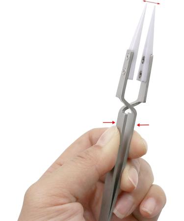 Tweezers Reverse Ceramic Tweezers Electronic Cigarette Heat Conductive Curved Straight Tweezers Precision Tweezers Set (Size : Oblique Head) - Buy Online on GoSupps.com