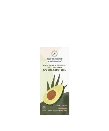 Juicy Chemistry Certified Organic Cold Pressed Avocado Oil - 100% Natural Carrier Oil for Wrinkle & Fine Line Control (30ml) - Shop Internationally - Buy Online on GoSupps.com