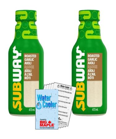 Roasted Garlic Aioli Sub Sauce Bundle. Includes (2) Bottles of Subway Roasted Garlic Aioli Sub Sauce (473 ml per) with Water Cooler Trivia Game by BIG MAPLE . Tasty Topping for Salads Subs Sandwiches Wraps