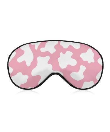 Pink Cow Print Pattern Sleep Mask for Women Adjustable Sleeping Eye Shades Cover with Elastic Strap
