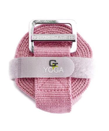 Gradient Fitness Yoga Strap, Friction-Less Easy-Feed Buckle, Super Soft Cotton/Polyester Blend Webbing, Free eGuide. (8 Feet) Pink