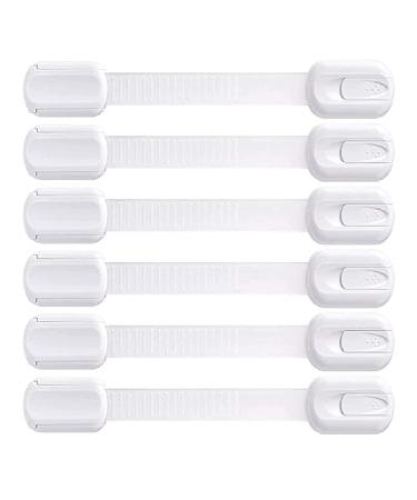 Baby Safety Strap Locks(6 Pack) Child Proof Locks for Cabinet Doors, Drawers, Fridge Latches, Toilet Seat, Dishwasher, Trash Can, Cupboard - No Drilling-3M Adhesive