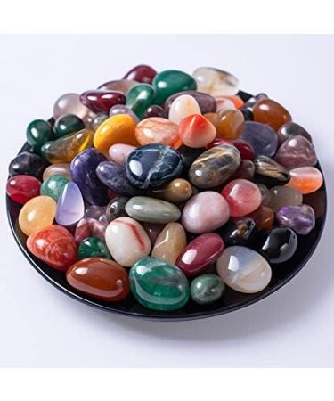 SigMntun Polished Stone Set Mixed Crystals 72 Pcs Handpicked Natural Tumbled Gemstones Rocks Pebbles for Reiki Chakra Healing Home Decor Mixed Crystals 1.2cm
