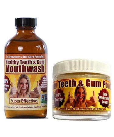 Gum Disease Help! Happy Teeth & Gum KIT Helps Gum Recession  Removes Plaque Organic/nonGMO Happy Teeth & Gum Powder and Healthy Teeth & Gum Mouthwash for Maximum Preventive Oral Care
