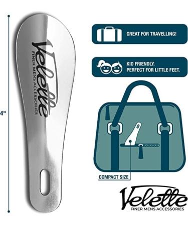 Velette Metal Shoe Horn 2 Pack - 7.5 Long Stainless Steel Shoe Helper - Silver | Top Quality Shoe Horns - Buy Online on GoSupps.com