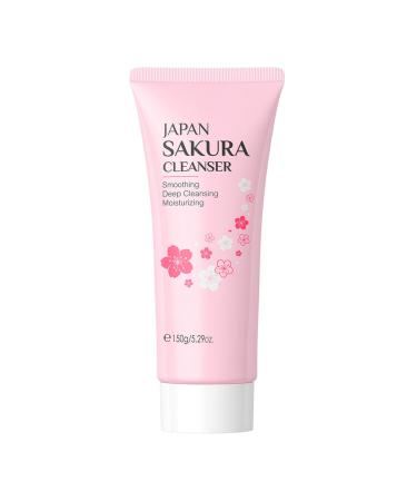 150g Cherry Blossom Hydrating Facial Cleanser for Women Girls Gentle Foaming Face Wash Daily Skincare Moisturizing Cleansing Non Drying Pink One Size One Size Pink
