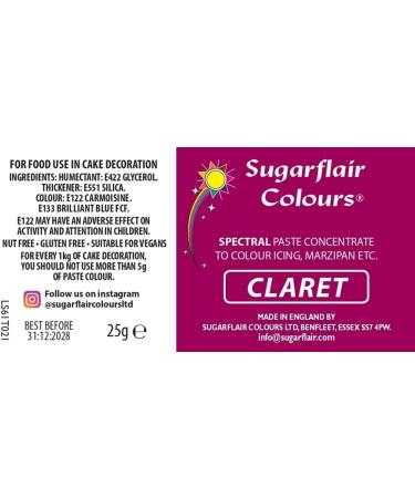 Sugarflair Claret Spectral Food Colouring Paste - 25g | Highly Concentrated for Vibrant Colors on Sugar Pastes, Buttercream, Royal Icing, and Cake Mix - Buy Online on GoSupps.com