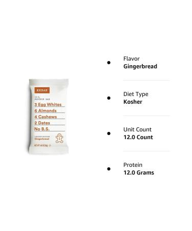 RXBAR Gingerbread Protein Bar - 12g Protein - 22oz Box (12 Count) - Buy Online on GoSupps.com