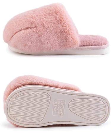Fluffy Slippers Women Pink Women Slippers EVA Sole Material Plush Slippers Cozy House Shoes Ultra-Soft Cotton Slippers Fluffy Furry Slippers with Warm Faux Fur Home Use Couple Slippers (C 24CM) (C 2 C 25CM - Buy Online on GoSupps.com