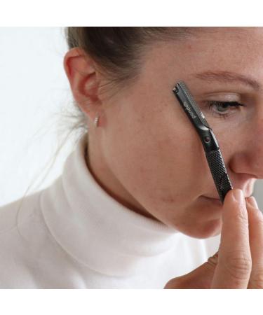 Metal Eyebrow Razor - Reusable with 4 Blades Face Hair Remover - Available in Black & More Colors - Buy Online on GoSupps.com