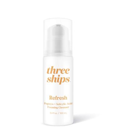 Three Ships Refresh Papaya And Salicylic Acid Cleanser - Vegan Facial Cleanser Brightens And Balances Tone - Natural Face Cleanser For Combination Or Oily Skin - As Seen on Dragon s Den  100 mL