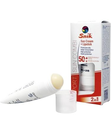 Snik Snik Sport Sun Cream Combi 2-in-1 | Face Sunscreen + Lip Lipstick | Mountain Ski Winter and Summer Sports | Protects from Sun Wind and Cold | SPF 50 High Protection UVA + UVB | Tube - Buy Online on GoSupps.com