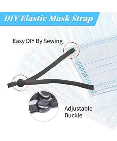 N I K B Black Sewing Elastic Mask Band with Adjustable Buckle | 1/5 Inch Adjustable Black Ear Loop Strap for Masks - Buy Online on GoSupps.com