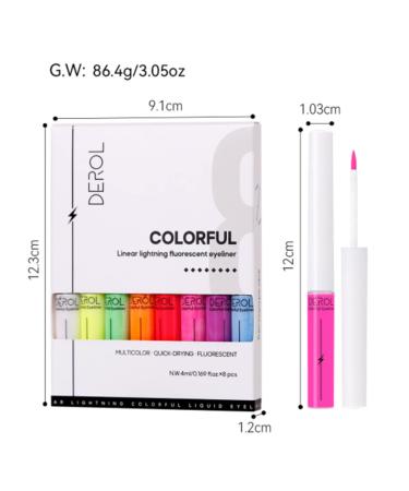 Shop Fluorescent Liquid Eyeliner - 8 Color Rainbow Neon Shimmer Waterproof & Sweatproof UV Makeup - Buy Online on GoSupps.com