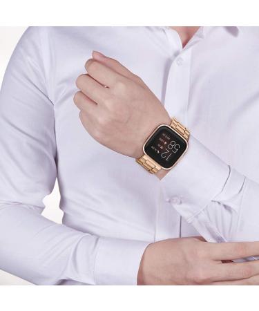 Stainless Steel Rose Gold Band for Fitbit Versa 2/Versa/Versa Lite - Men's/Women's Replacement Bracelet - Buy Online on GoSupps.com
