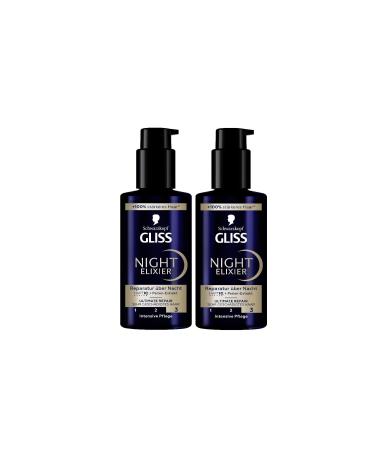 handle Gliss Night Elixier Ultimate Repair 2 x 100 ml hair serum regenerates damaged hair during sleep hair care leaves soft and regenerated hair overnight 100 ml 2er Pack