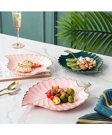 Fruit Dish Gold Plating Ceramic Plate Set Fashion Maple Leaf Design Jewelry Tray Tableware Accessories Dim Sum Fruit Plate Kitchen Dining Dish Gray L - Buy Online on GoSupps.com