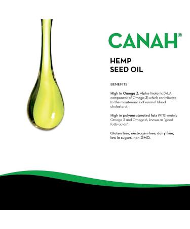 Natural Hemp Seed Oil 500ml - Organic Cold-Pressed Raw & Vegan | Rich in Omega-3 & Omega-6 | Kosher Certified - Canah - Buy Online on GoSupps.com