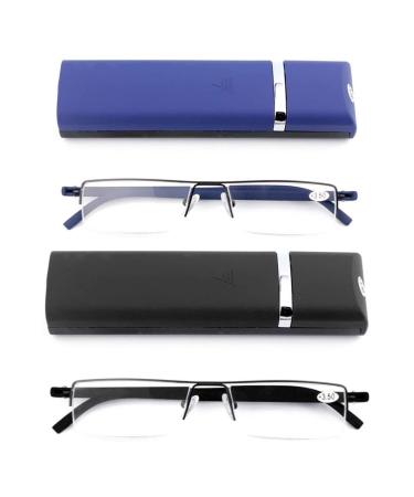 Kokobin 2 Stueck Ultralichte Tr90 Reading glasses Men Women Classic Metal Showing Hedge Halfbrille Schmal Style Glasses Reading Aid with case and glasses cleaning cloth +1.0 2 Stueck +1 Dioptria - Buy Online on GoSupps.com