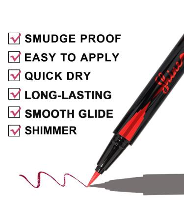 2Pcs Glitter Liquid Eyeliner Makeup Pen Set - Red & Bronze Metallic Satin Finish | Waterproof, Smudge Proof, Long Lasting | High Pigmented Sparkle Eye Liner Pen - 2 Count - Buy Online on GoSupps.com