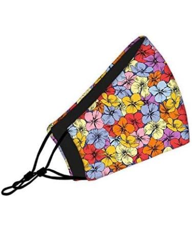 Kids Washable Face Mask - Adjustable Earloops & Nose Wire - 3 Layer Cotton - Ages 5-12 - Filter Pocket - Hibiscus Design - Buy Online on GoSupps.com