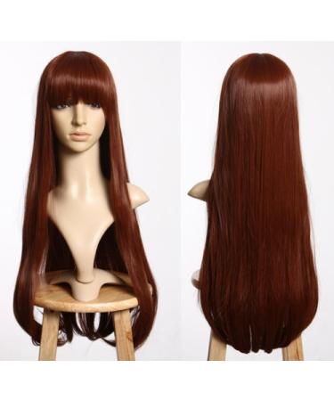 Prettyland C865 Long Brown Wig - 75cm Straight Hair with Volume & Bangs | International Shipping - Buy Online on GoSupps.com