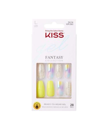 KISS Gel Fantasy Ready-to-Wear Press-On/Glue-On Gel Nails  Style  In Your Eyes   Long Length Gel Nail Kit with 24 Mega Adhesive Tabs  Pink Gel Glue  Manicure Stick  Mini File  and 28 Fake Nails - Buy Online on GoSupps.com