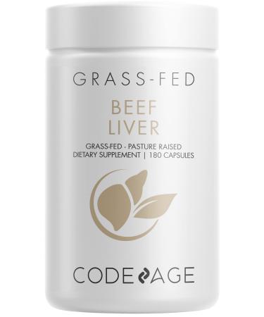 Codeage Grass Fed Beef Liver Supplement - Freeze Dried, Non-Defatted, Desiccated Beef Liver Glandulars Bovine Pills Liver Health Foods Meat  Argentina Beef Vitamins For Liver - Non-GMO -180 Capsules