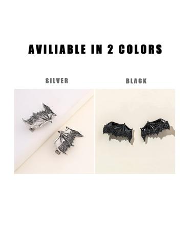 Silver Bat Halloween Hair Clips - Set of 2 Barrettes for Women and Girls - Buy Online on GoSupps.com