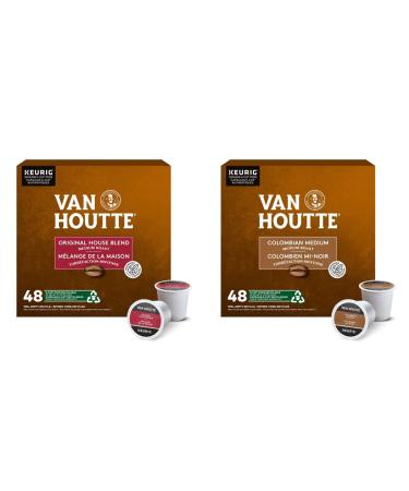 Van Houtte Original House Blend K-Cup Coffee Pods 48 Count For Keurig Coffee Makers & Colombian Medium Roast K-Cup Coffee Pods 48 Count For Keurig Coffee Makers