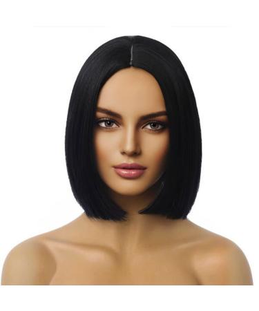 MAGQOO Black Wig for Women Black Bob Wig Short Black Wig Straight Black Wigs Middle Part Synthetic Heat Resistant Cosplay Costume Party Wigs (Black) - Buy Online on GoSupps.com