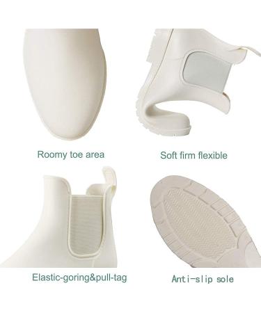 Babaka Women's Waterproof Ankle Rain Boots - Anti-Slip Chelsea Booties in White - Size 5.5 - Buy Online on GoSupps.com