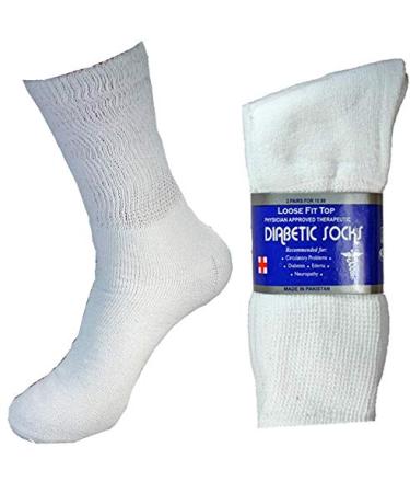 Physicians Approved Diabetic Men's Crew Socks 6 or 12-Pack White 6