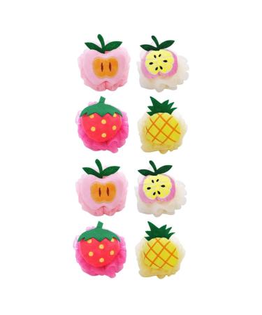Shower Mesh Scrubber 8pcs Fruit Shape Bath Washing Scrubber Bath Scrubber Shower Flower Pouf Fruit Shower Loofah Bath Ball Cleanse Shower Sponge Mesh Loofah Sponges Body Wash or