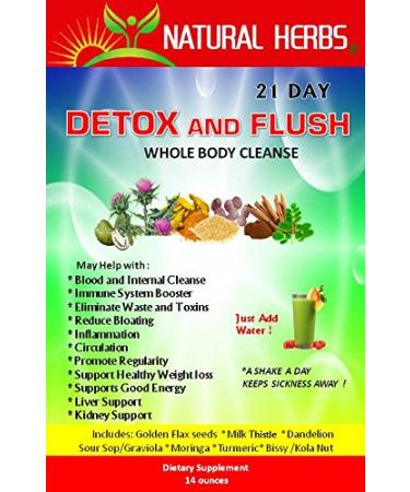 Natural Herb - DETOX & FLUSH Whole Body Detox Cleanse - Dietary Supplement - 14 oz - Enhanced with Milk Thistle Extract