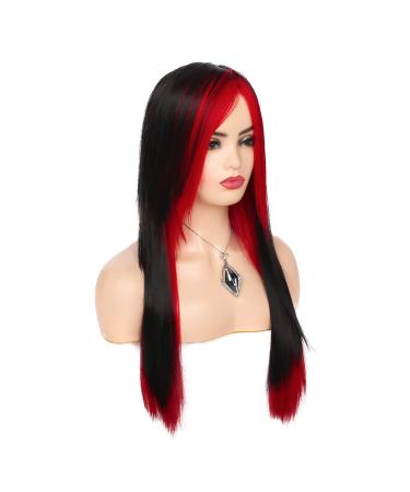 Baruisi Long Red Black Wig - Heat Resistant Synthetic Hair Wigs for Women - Buy Online on GoSupps.com