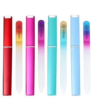 VAGA Glass Nail File with Case 4 Glass Nail Files For Natural Nails and Acrylic Nail filer Nail Care Set of Crystal Files in Cheeky Colors Fingernail File for Manicure Nails Strengthener hardener - Buy Online on GoSupps.com
