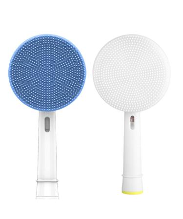 1 Set 2pcs Facial Brush Head Facial Cleansing Brush Remove Blackhead Brush Face Cleaning Brush Head Face Cleansing Sponge Face Applicator Electric Supplies Blue White