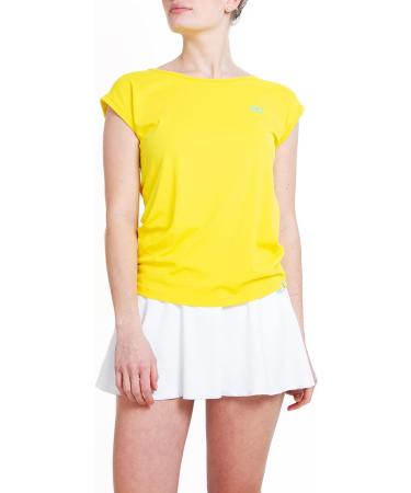 Sportkind Girls & Women Tennis & Padel T-Shirt - Loose Fit Breathable UV Protection UPF 50+ Short Sleeve Yellow - Buy Online on GoSupps.com