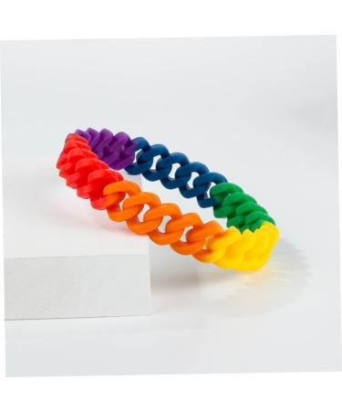 VALICLUD 3 Pcs Mens Gift Lesbian Rainbow Wristbands Cuff Bracelet Braided Rainbow Chain Braclets for Men Rainbow Chain Bracelet Biker Ring Men Gift Mens Bracelets United States Simple Medium Colorful - Buy Online on GoSupps.com