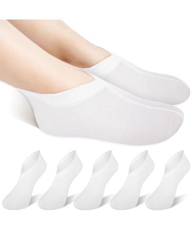 5 Pairs Foot Moisturizer Socks Moisturizing Socks Overnight Cotton Spa Socks for Cracked Heel Repair Gel Spa Moisturizing Socks for Women and Men White